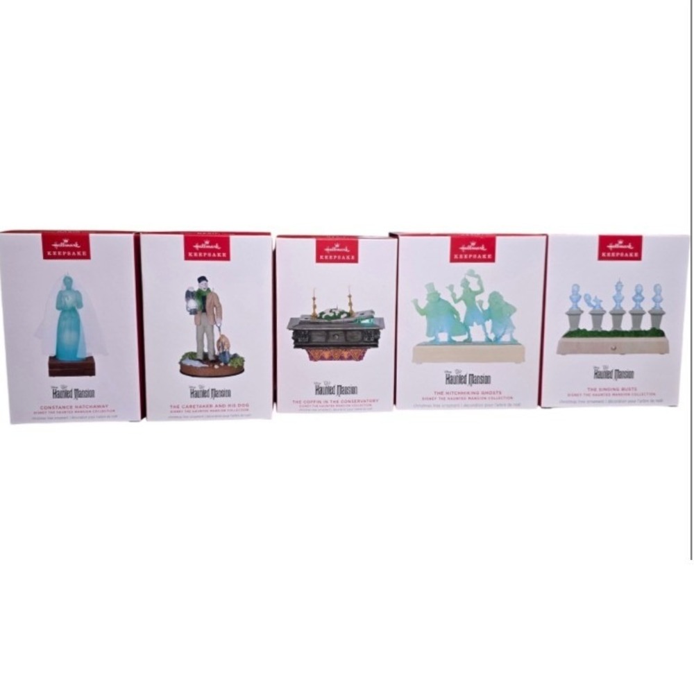 Hallmark Keepsake Disney Haunted Mansion Ornament Set 5pc Ghosts Caretaker Bride